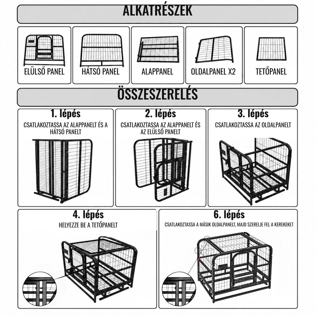 Gurulós fém kutyaketrec 11. kép