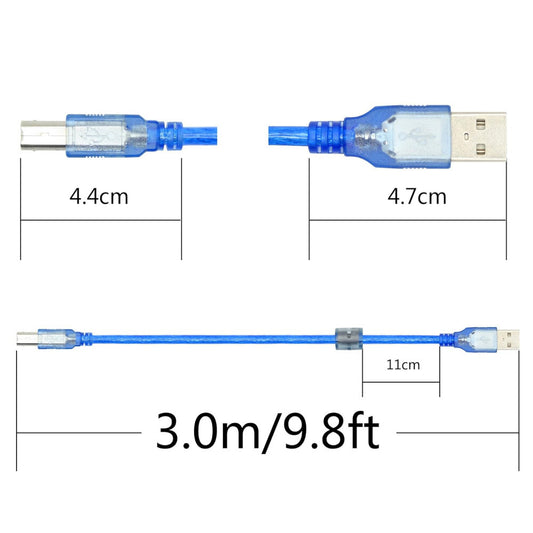 USB-B nyomtatókábel 3 m közelről