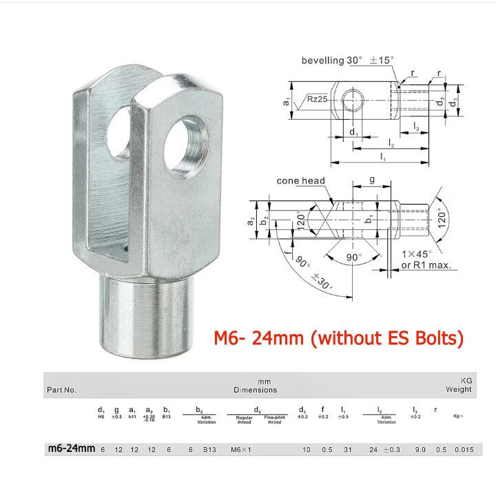 Gázrugó végszerelvény M8 × 32 mm 3. kép
