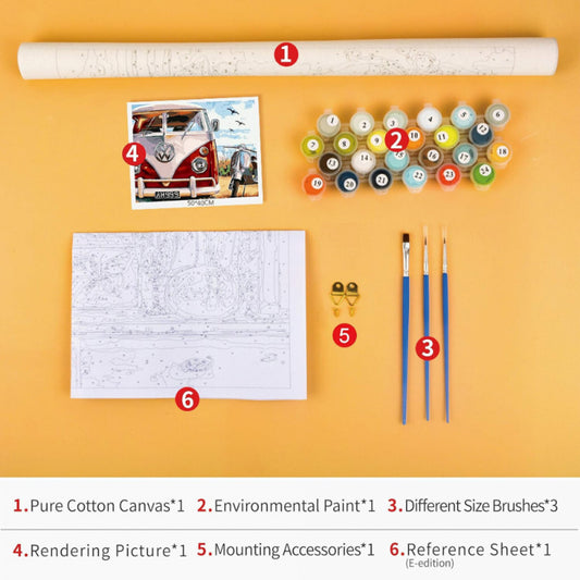 Autós számfestő kép közelről