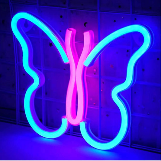 Pillangó LED neon lámpa közelről