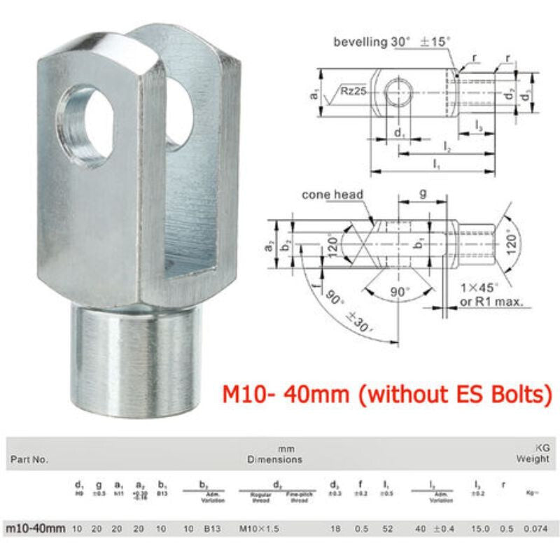 Gázrugó végszerelvény M10 × 40 mm 3. kép
