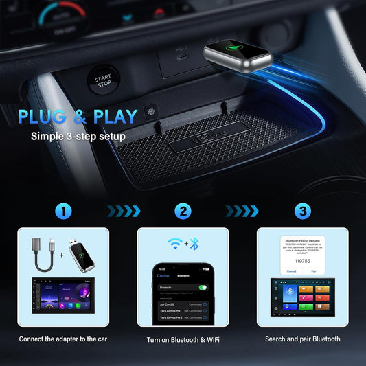 Vezeték nélküli CarPlay adapter közelről