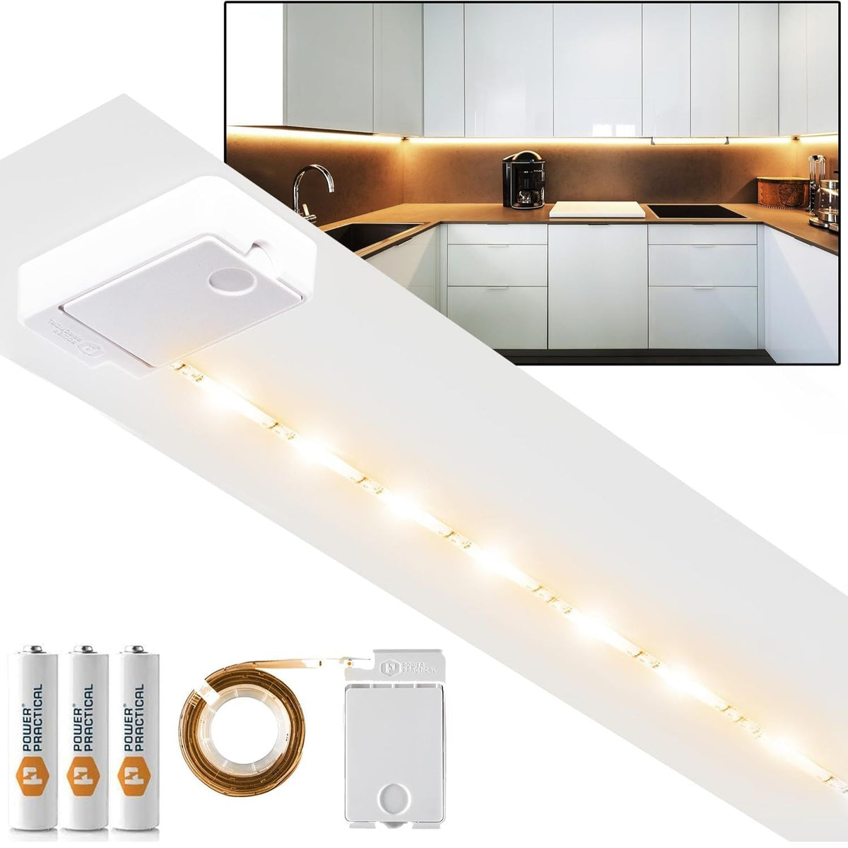 Elemes LED szalag 90 cm nyomógombos kapcsolóval, meleg fehér