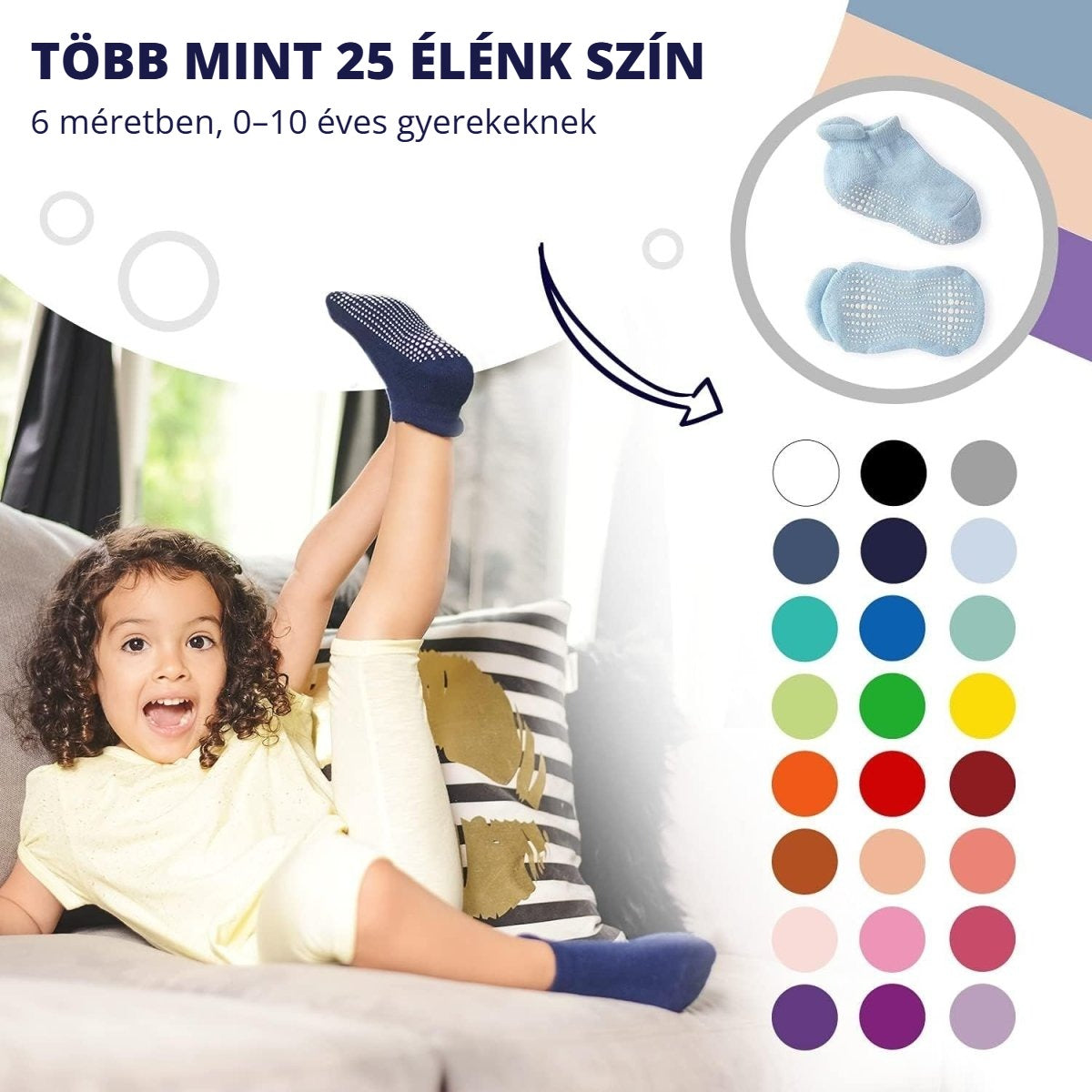 Csúszásmentes gyerek bokazokni 5. kép