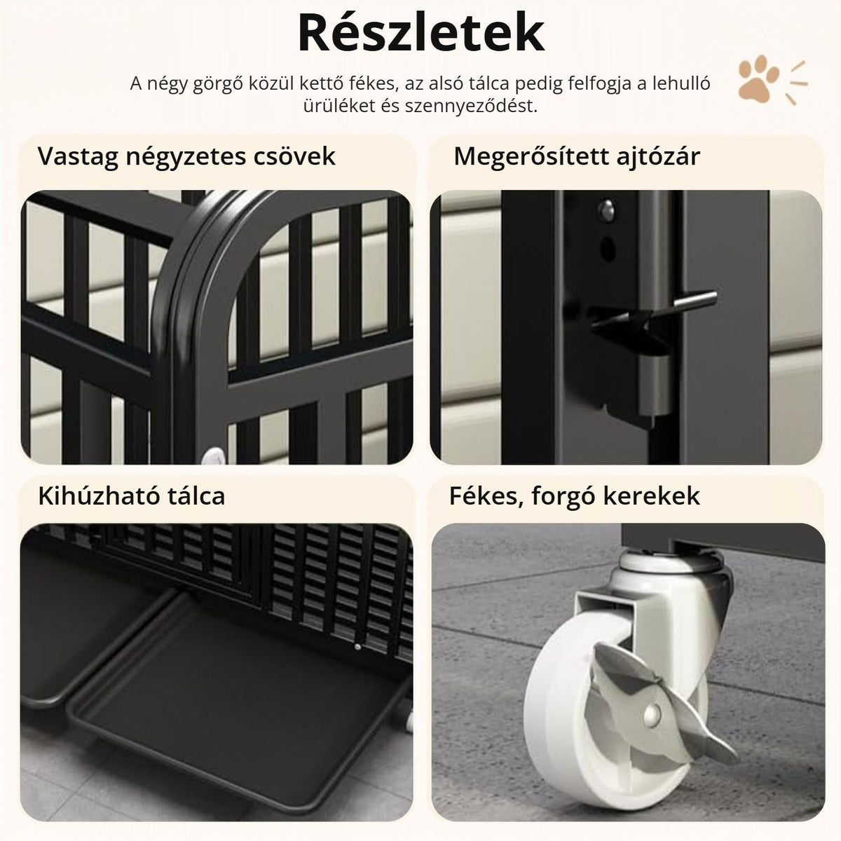 Gurulós fém kutyaketrec 8. kép