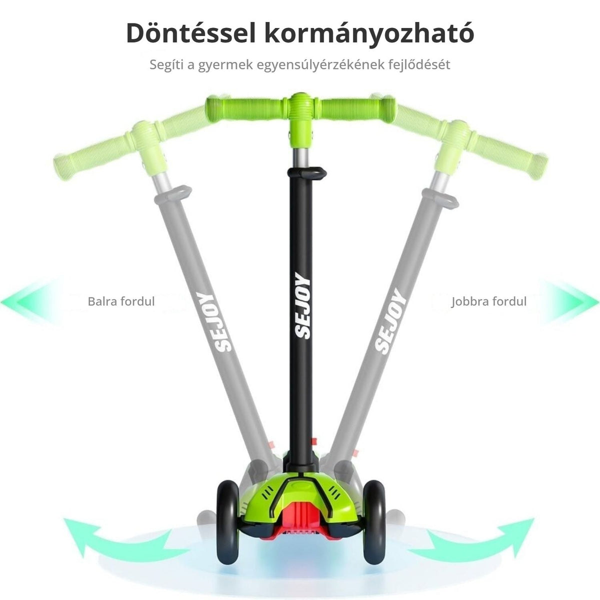 Háromkerekű gyerek roller közelről