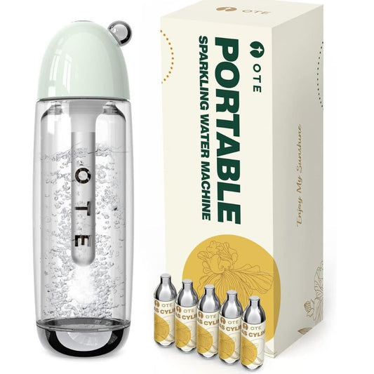 Hordozható szódagép 450 ml, 20 db CO2 patronnal, zöld