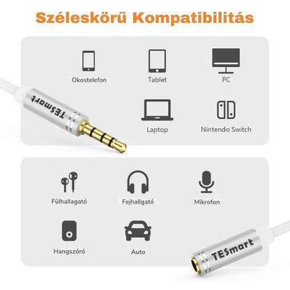 Jack hosszabbító kábel 3,5 mm TRRS headsethez más szögből