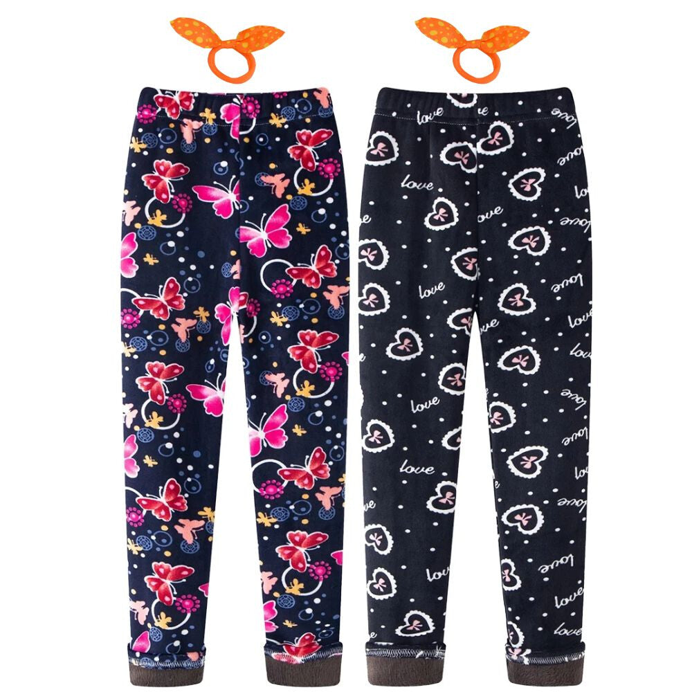 Polárbéléses gyerek leggings 2 db, pillangós és szívecskés