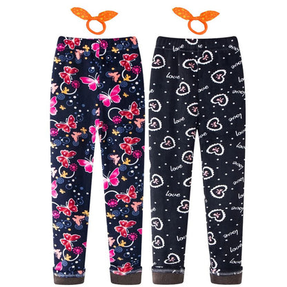 Polárbéléses gyerek leggings 2 db, pillangós és szívecskés