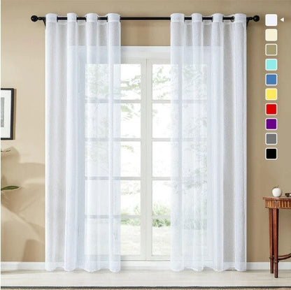 Fehér len hatású fényáteresztő függöny 300×240 cm