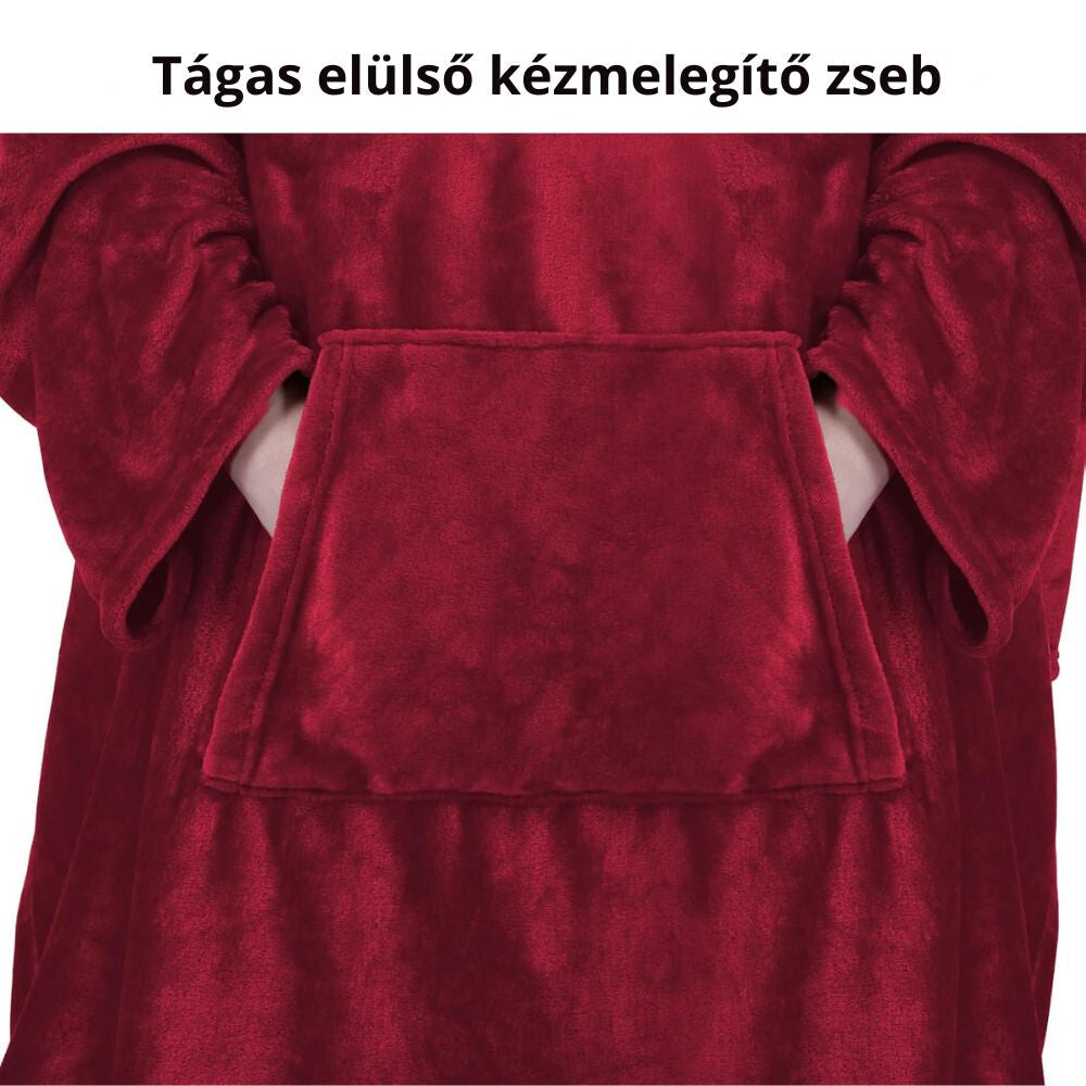 Hordható pléd kéznyílással bordó színben
