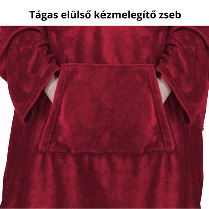 Hordható pléd kéznyílással bordó színben