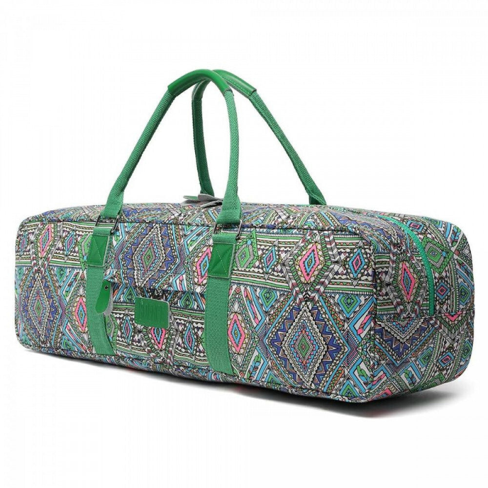 Jógatáska cipzárral, boho mintás, zöld