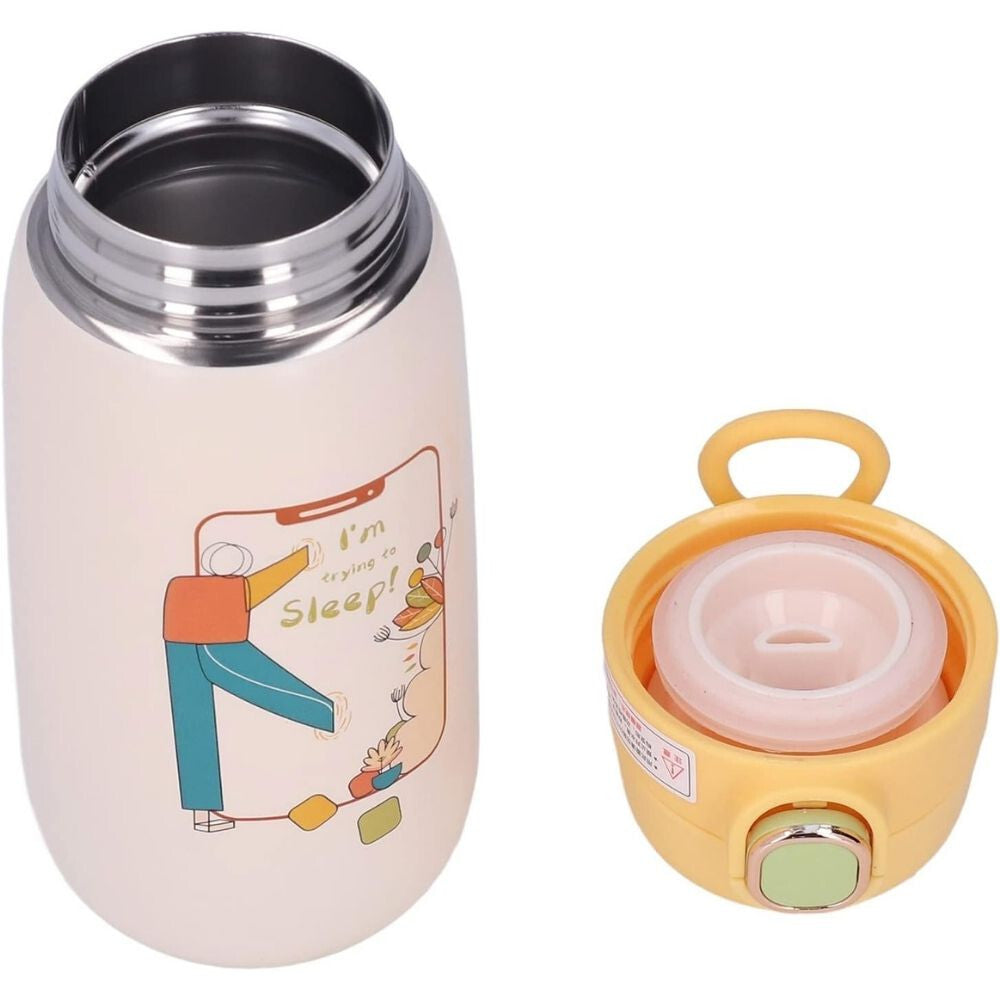 Hőtartó kulacs 500 ml, duplafalú vákuum palack, sárga mintás