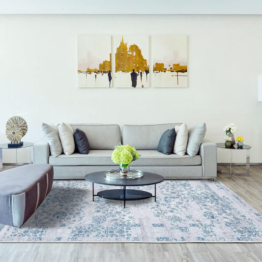 Kék virágos perzsa mintás szőnyeg 80×150 cm