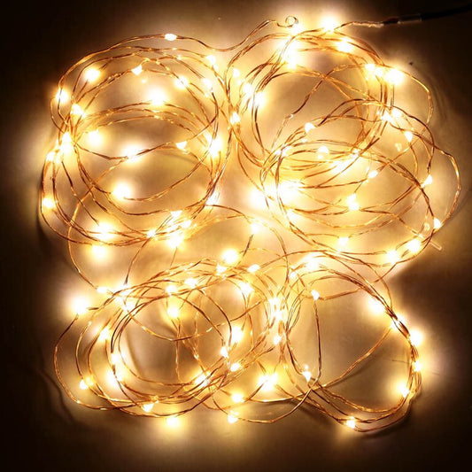 Fényfüzér rézhuzalos LED, dekorációs, meleg fényű