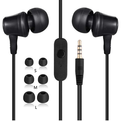 Fekete vezetékes fülhallgató mikrofonnal, 3,5 mm jack