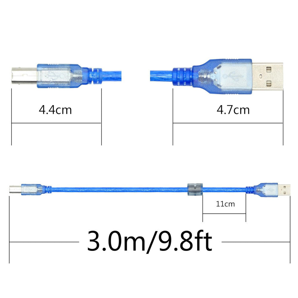 USB-B nyomtatókábel 3 m közelről