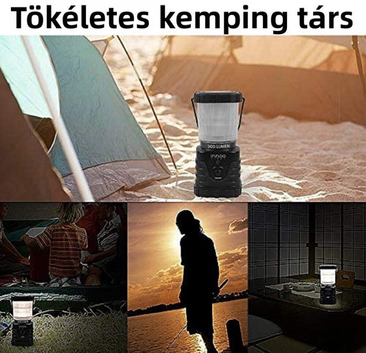 Kempinglámpa hordozható LED közelről