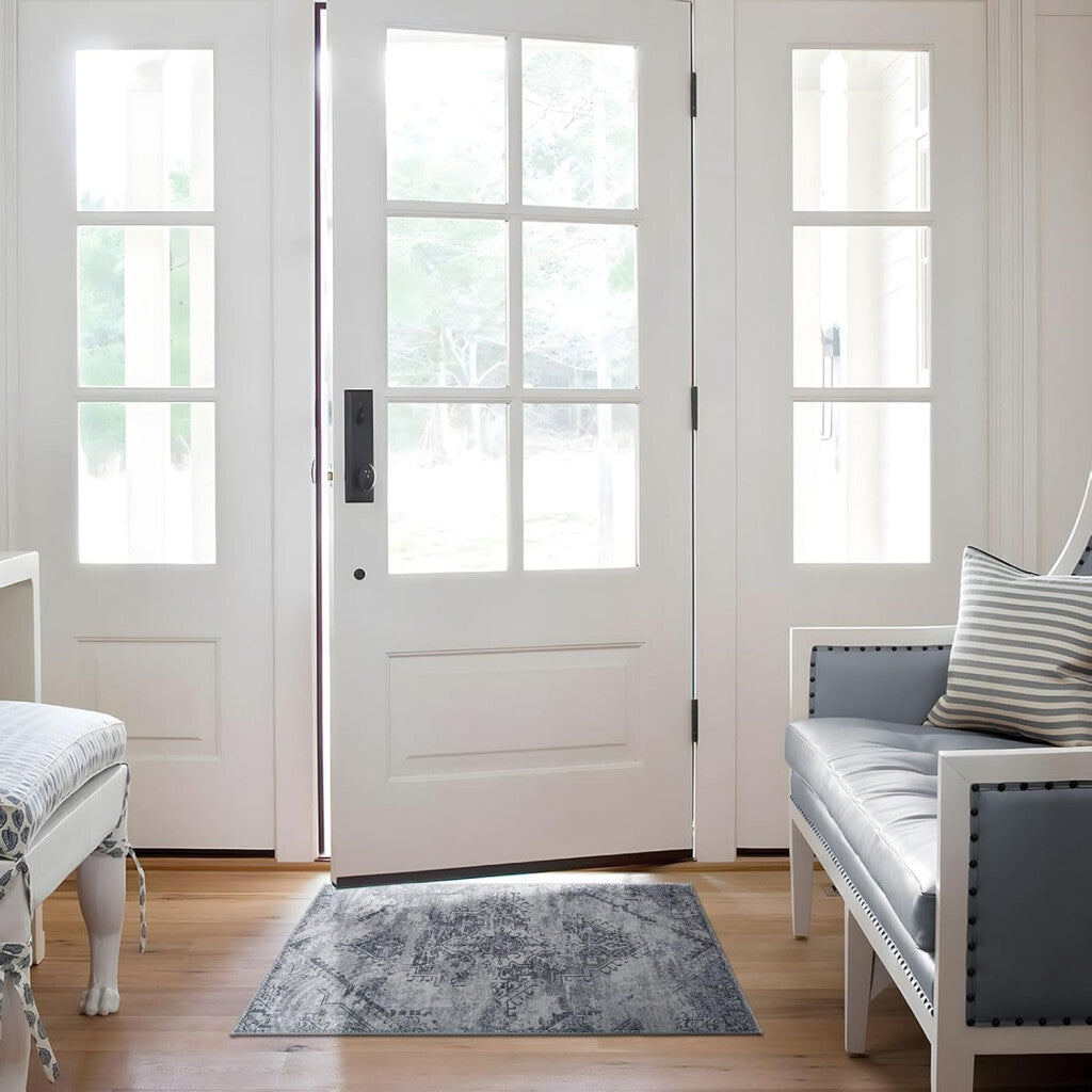 Szürke vintage szőnyeg 80×150 közelről