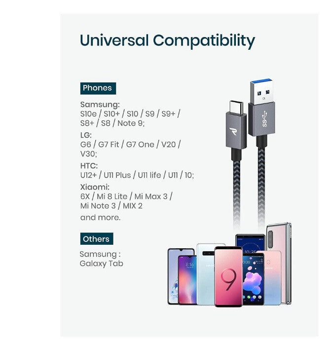 USB-C kábel fonott borítással más szögből