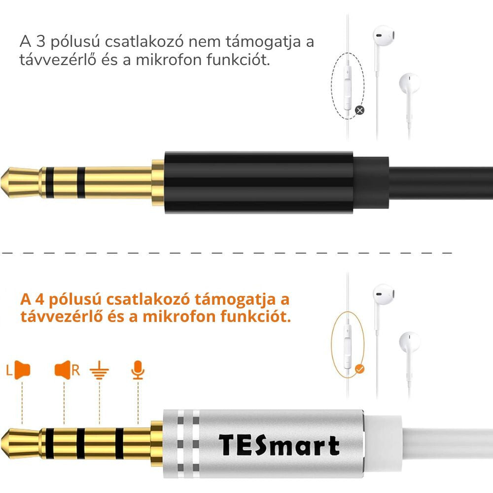 Jack hosszabbító kábel 3,5 mm TRRS headsethez közelről