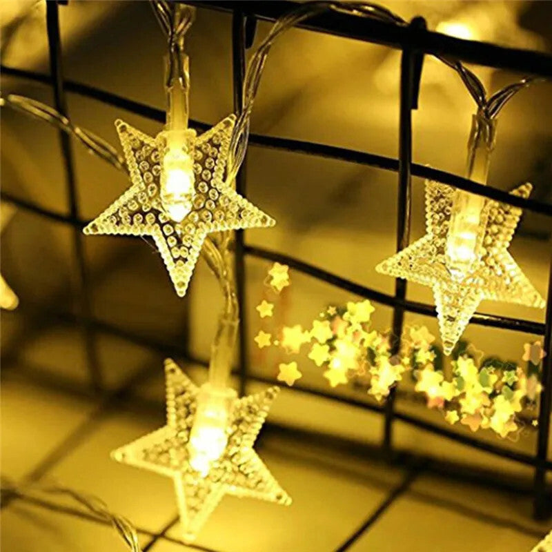 Csillag fényfüzér 50 LED, 6 m, meleg fényű dekoráció