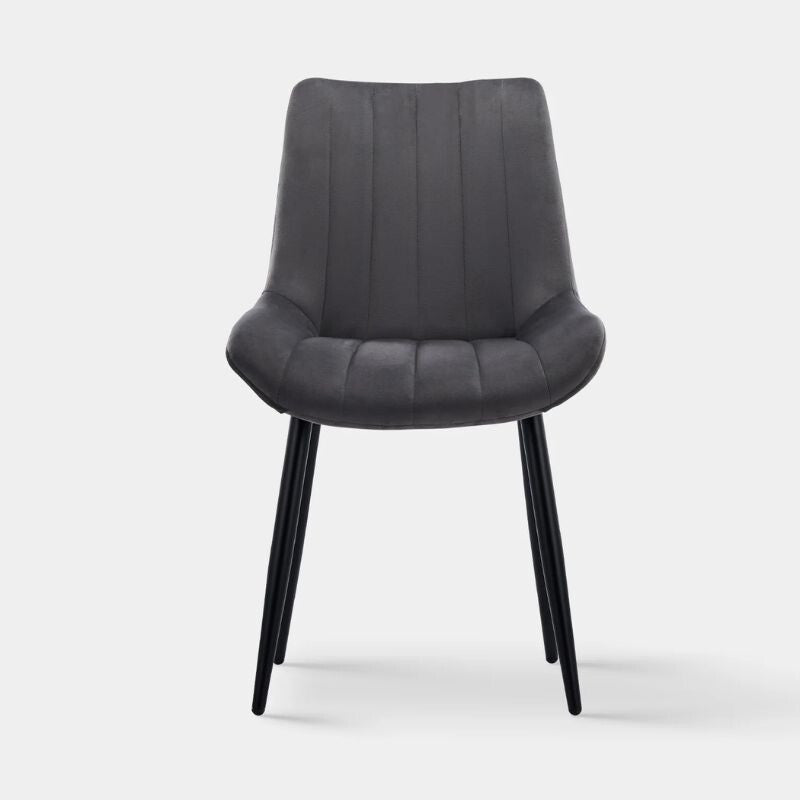 Szürke bársony étkezőszék közelről