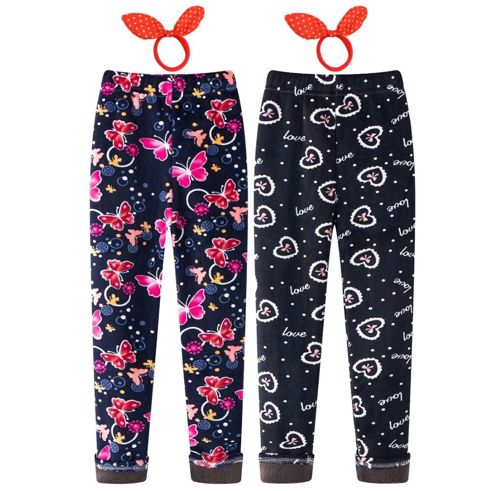 Polárbéléses gyerek leggings 2 db, pillangós és szívecskés, 150