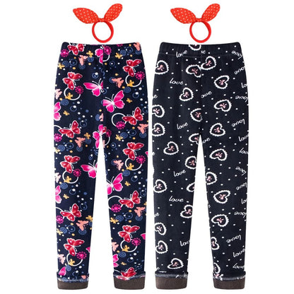 Polárbéléses gyerek leggings 2 db, pillangós és szívecskés, 150