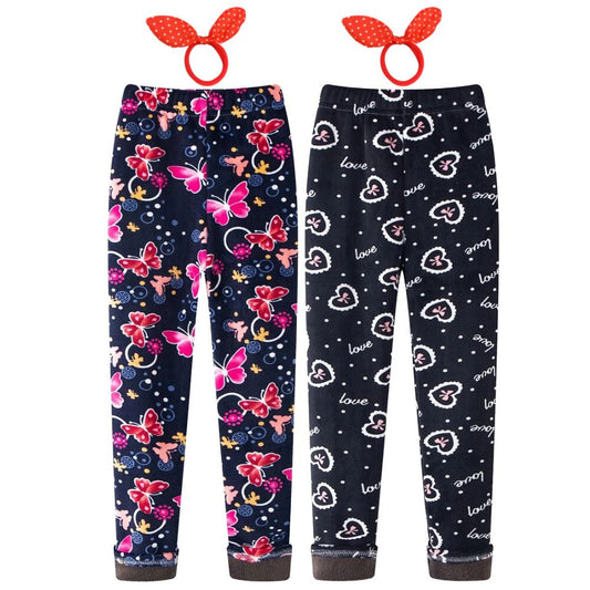 Polárbéléses gyerek leggings 2 db, pillangós és szívecskés, 150