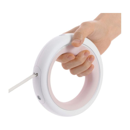 Automata póráz LED lámpával, 3 m, rózsaszín-fehér, Moestar