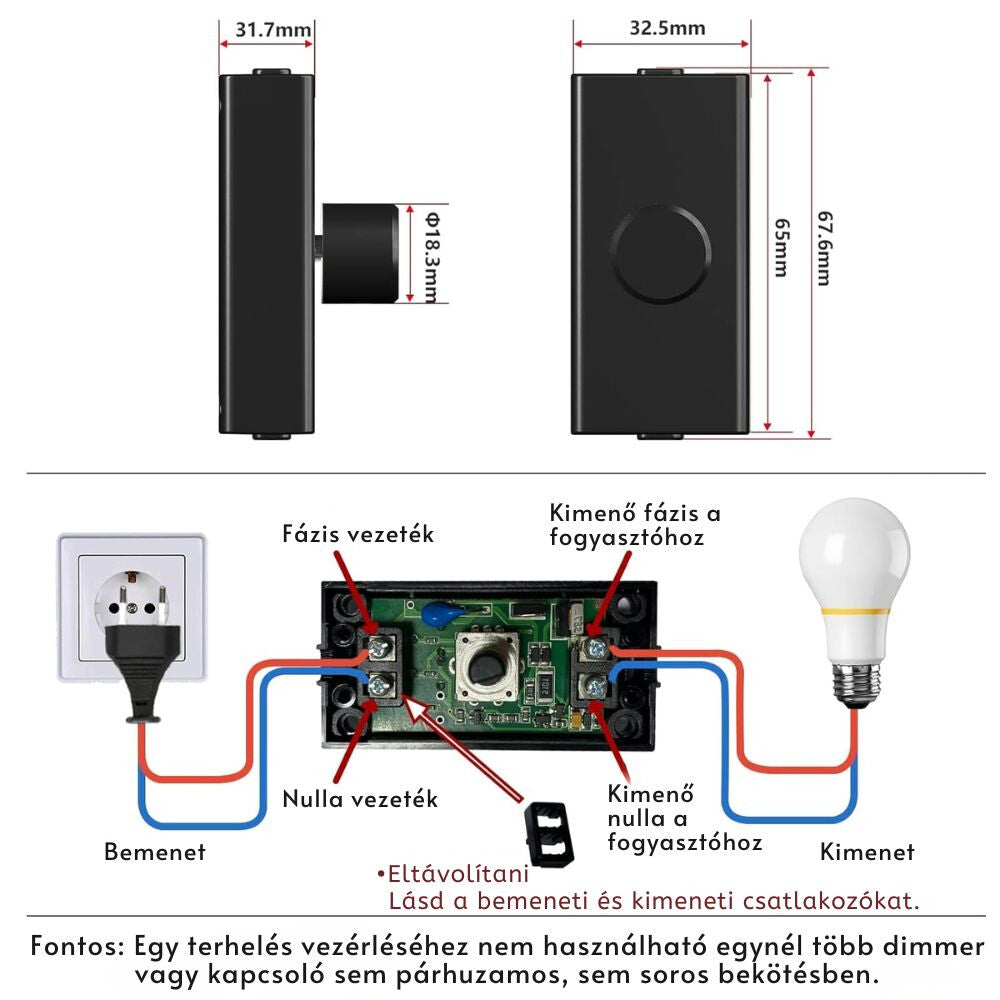 Kábelre szerelhető dimmer 3. kép