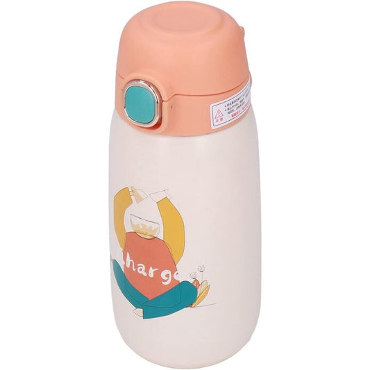 Hőtartó kulacs 500 ml, duplafalú vákuum palack, narancs mintás
