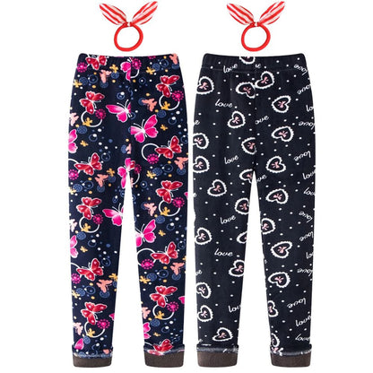 Polárbéléses gyerek leggings 2 db, pillangós és szívecskés, 140