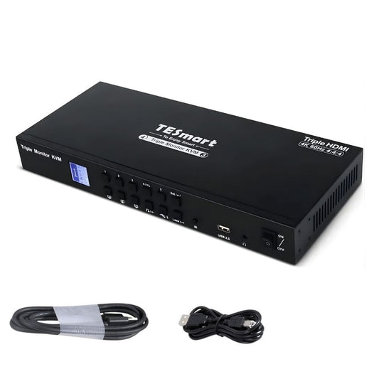 HDMI KVM switch 3 monitor, 4 számítógéphez, 4K 60 Hz, Tesmart