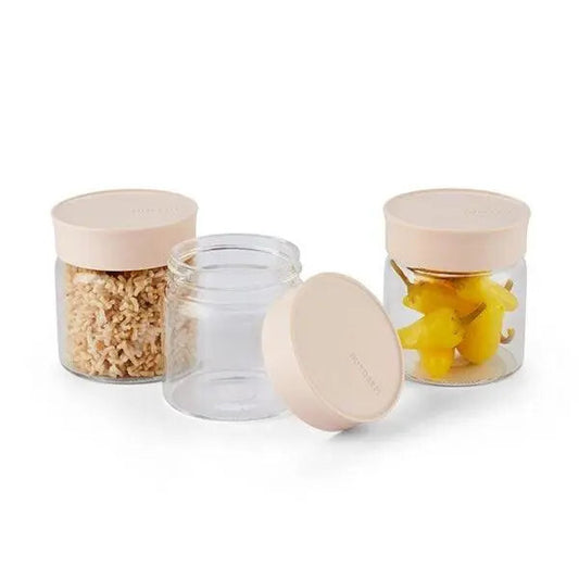 Üveg fűszertartó szett 3×200 ml, korall tetővel