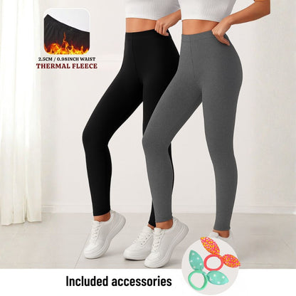 Gyerek thermo nadrág 2 db, fekete és szürke leggings, hajgumival