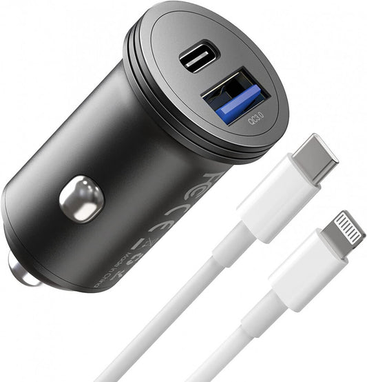 USB-C autós gyorstöltő 43 W, 2 portos, telefonhoz és tablethez