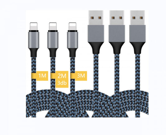 MFi tanúsítványos Lightning kábel szett iPhone-hoz, 3 hosszban