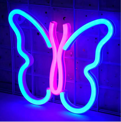Pillangó LED neon lámpa közelről