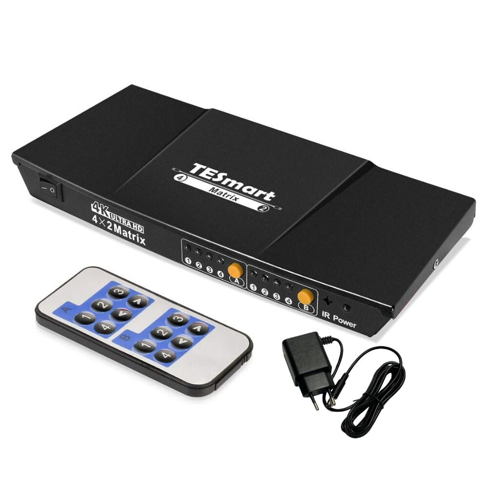 HDMI mátrix kapcsoló 4×2, 4K, HDCP, digitális hangkimenet, Tesmart
