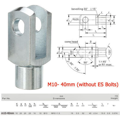 Gázrugó végszerelvény M10 × 40 mm 3. kép
