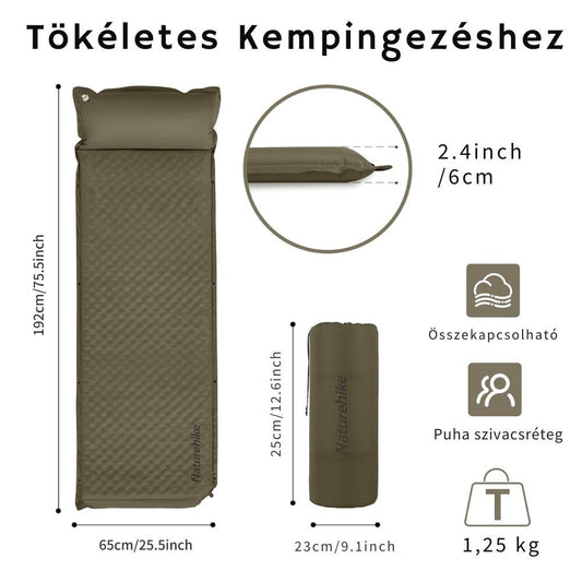 Kempingmatrac felfújható közelről