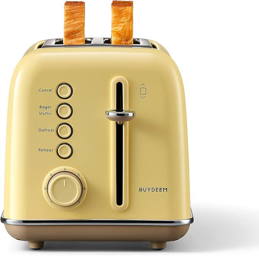 Kenyérpirító 2 szeletes, citromsárga, 7 fokozat, Buydeem DT620E
