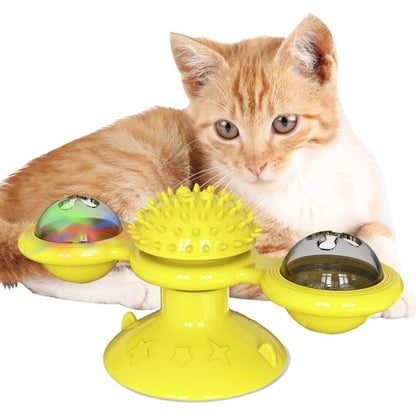Szélmalom macskajáték tapadókoronggal, sárga