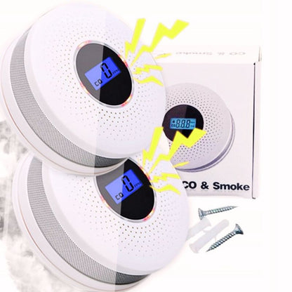 Szén-monoxid érzékelő és füstérzékelő 2 db, LCD kijelző, 85 dB