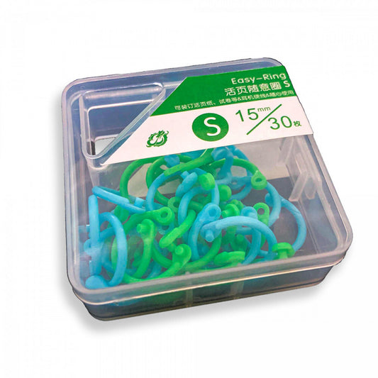 Lefűző gyűrű készlet 15 mm, 30 db, kék és zöld
